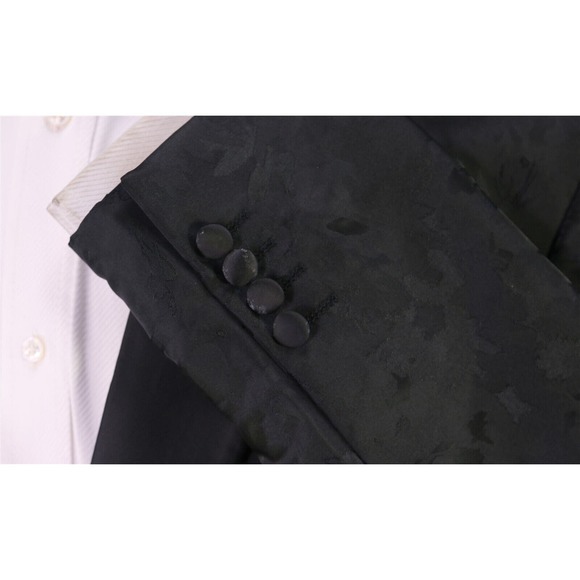 Barabas Black Tone Floral Camo Peak Lapel Tuxedo Dinner Jacket Formal Blazer 46R - Picture 6 of 8